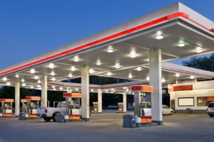 Image of a retail gasoline station