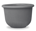 Large round gray concrete planter used to cover a bollard.