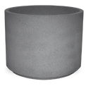 Cylindrical concrete planter used to cover a bollard.