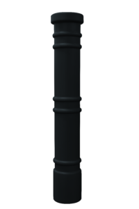 Black Metro thermoplastic bollard cover on a blank background.